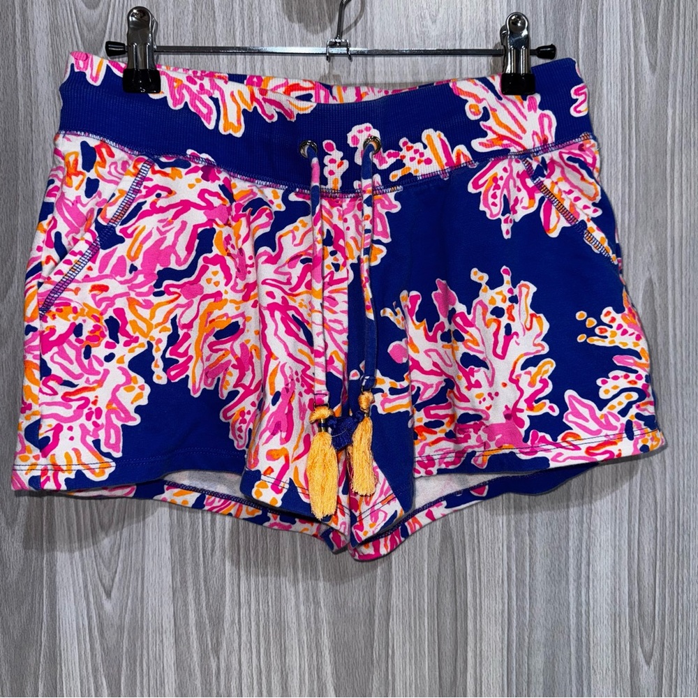 Lilly Pulitzer Yasmin Shorts Womens XS Brilliant Blue Its Electric‎ Drawstring